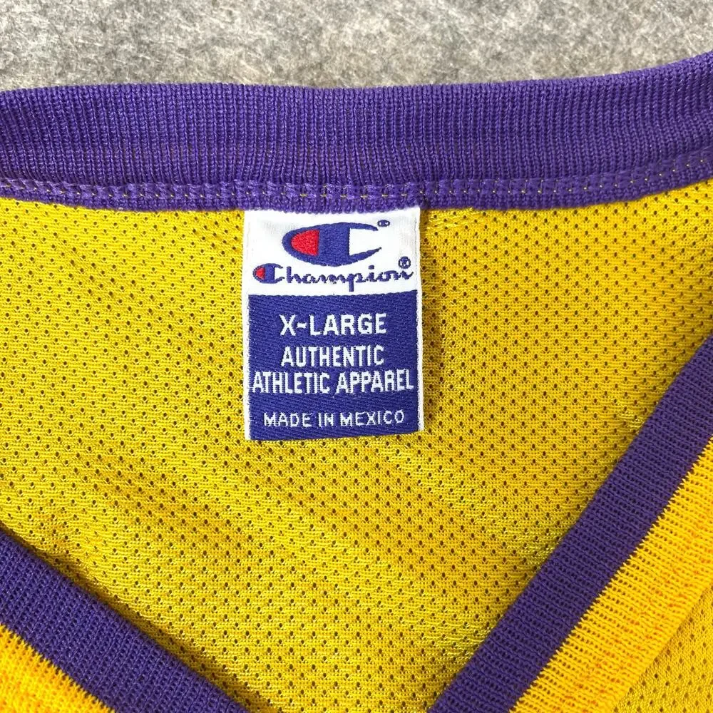 Champion LA Lakers Kobe Bryant #8 NBA Basketball Yellow/Purple Jersey Size 48/XL - Picture 7 of 12